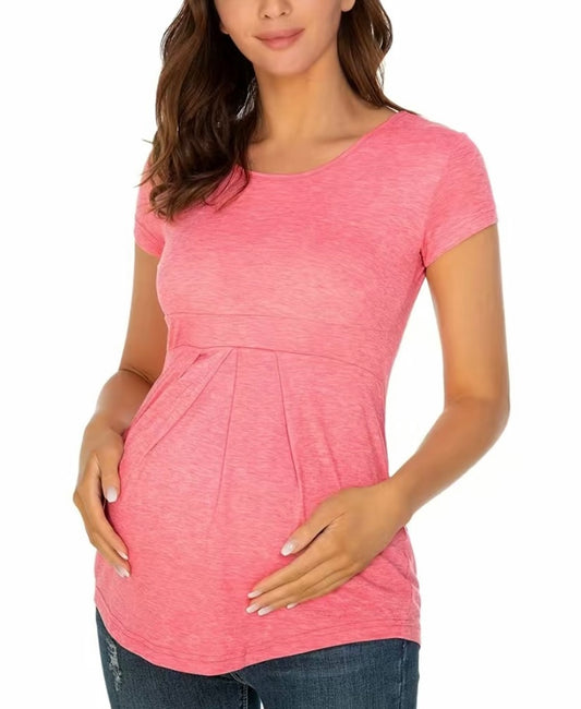 Pink short sleeve maternity top