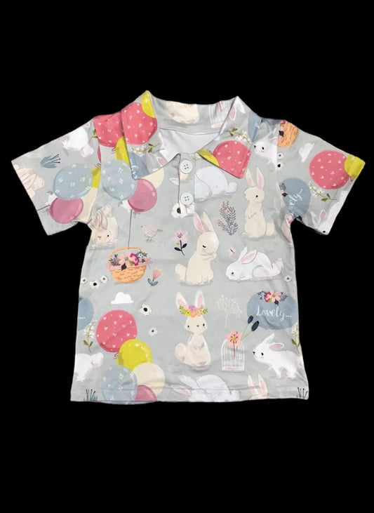 Boys spring/Easter print design polo T-shirt