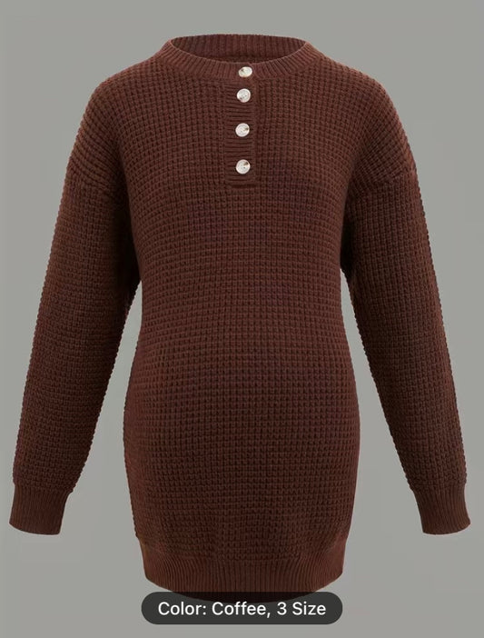 Maternity button knitted jumper dress