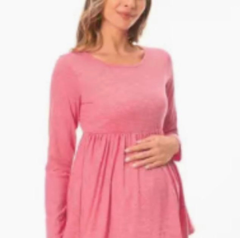 Long sleeve pink maternity top