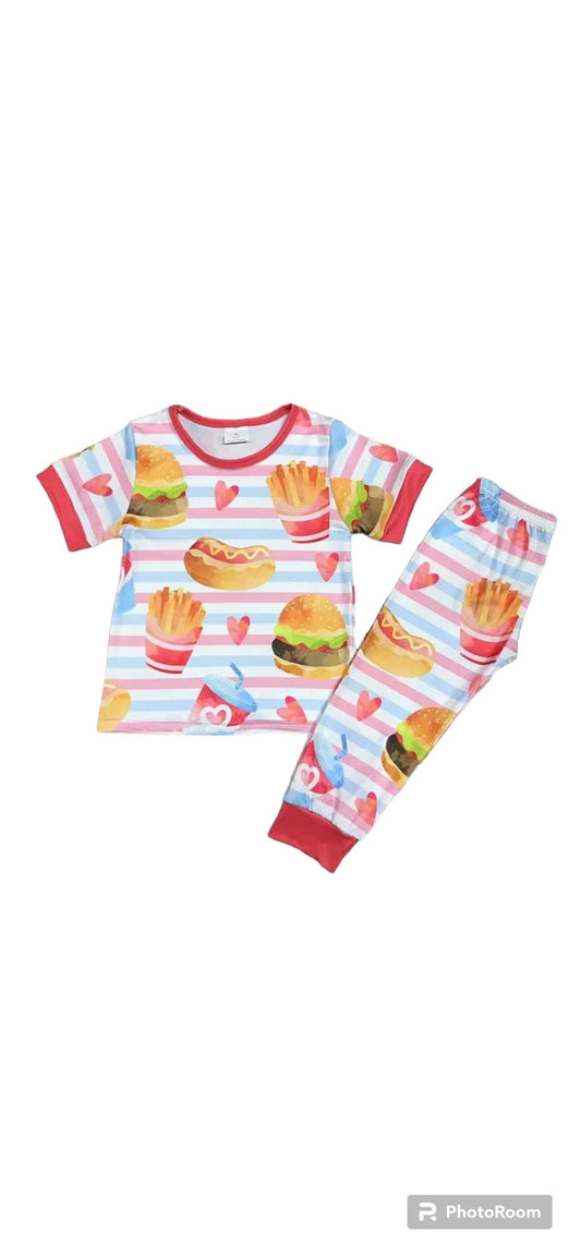 Fast food print pyjamas for boys and girls