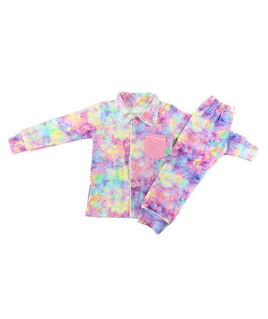 Girls tie dye multi colour pyjamas