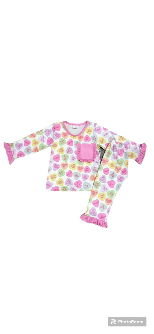 Girls love heart print pyjamas