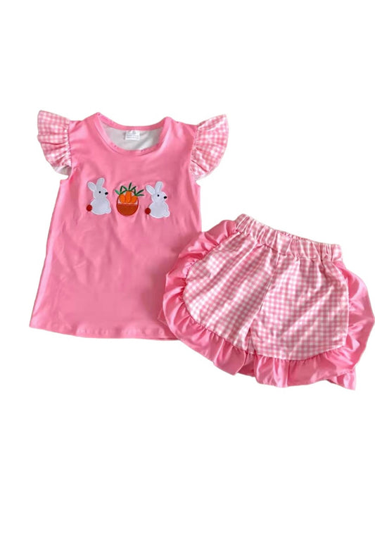 Girls rabbit print T-shirt and shorts set