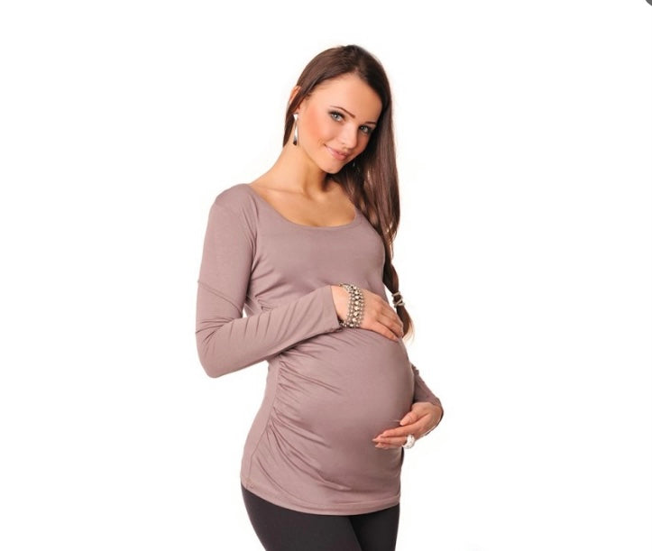 Long sleeve maternity top in Cappuccino