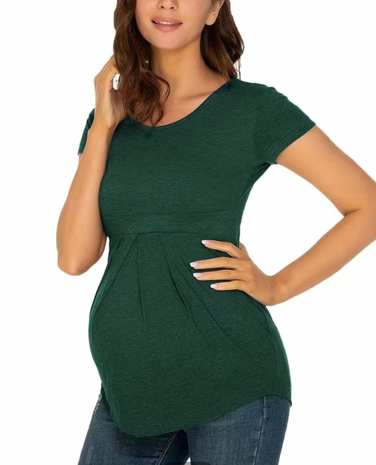 Dark green peplum maternity top