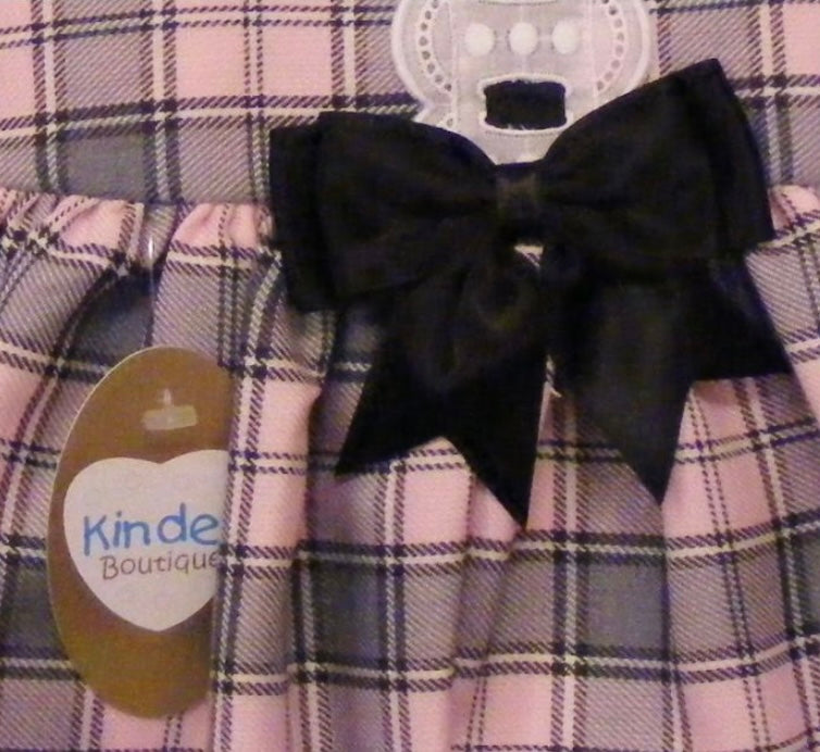 Stunning baby girls frill collar pink and black dress