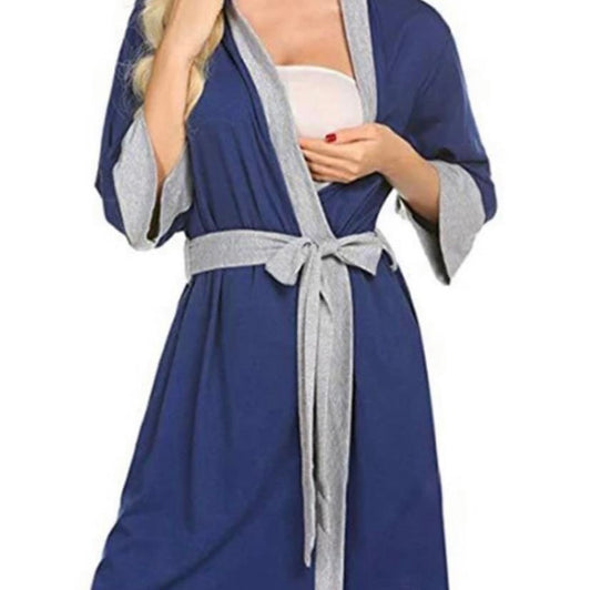Blue maternity night robe