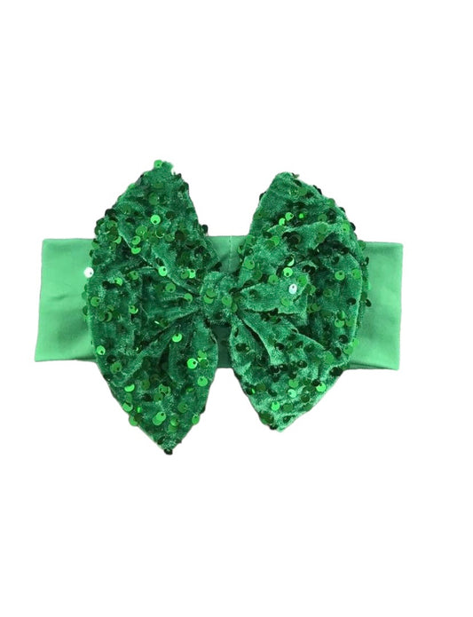 Green glitter hair bow