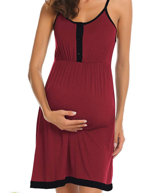 Red breastfeeding night dress