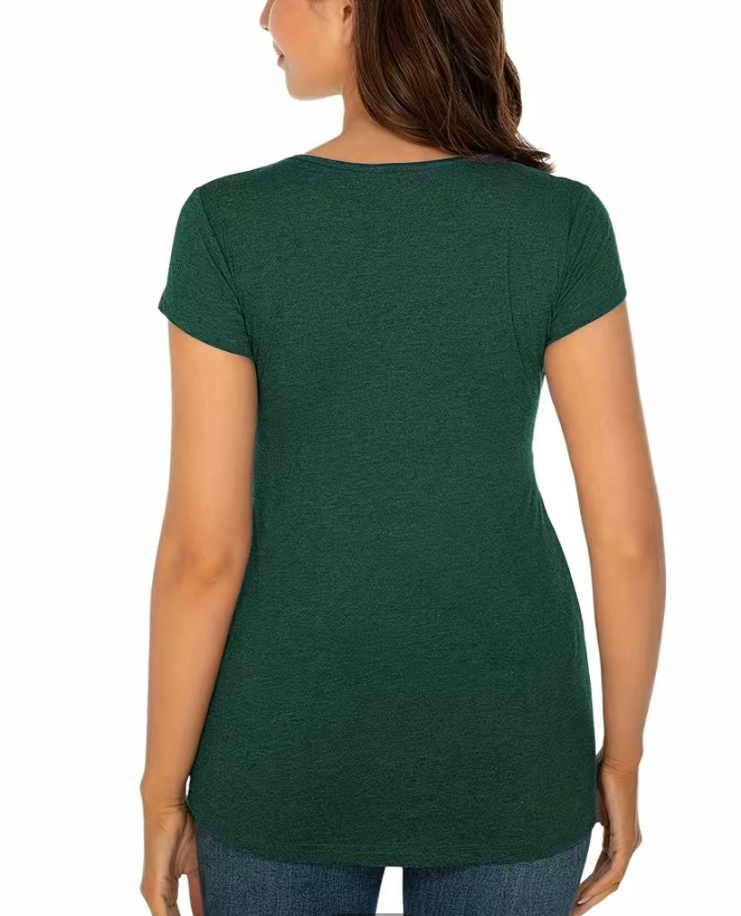 Dark green peplum maternity top