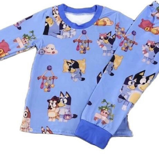 Bluey print long sleeved top and trousers pyjama set